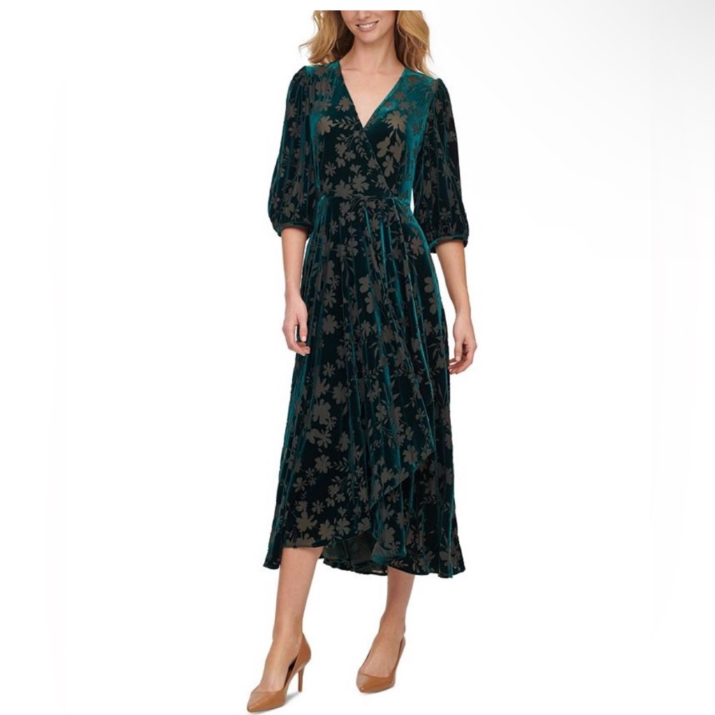 Calvin Klein Velvet Surplice Maxi Dress Size 4